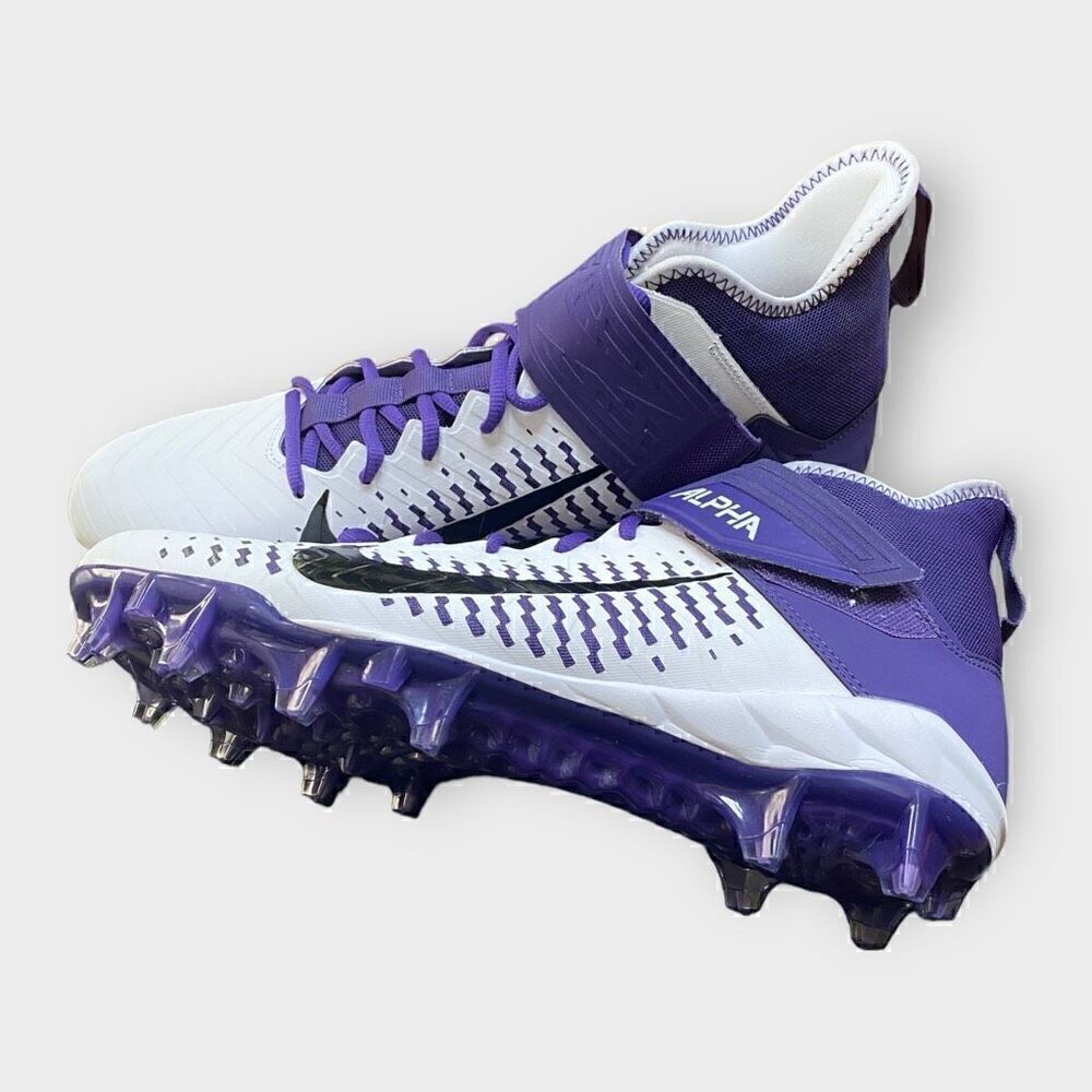 Nike Alpha Menace Pro 2 Mid White Purple Football Cleats BV3945-104 Mens Size 12